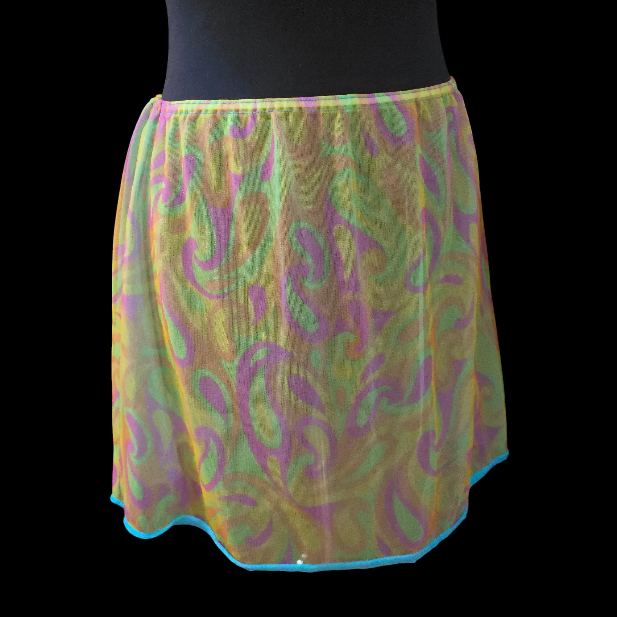 60s Sheer Psychedelic Mini Slip Skirt M