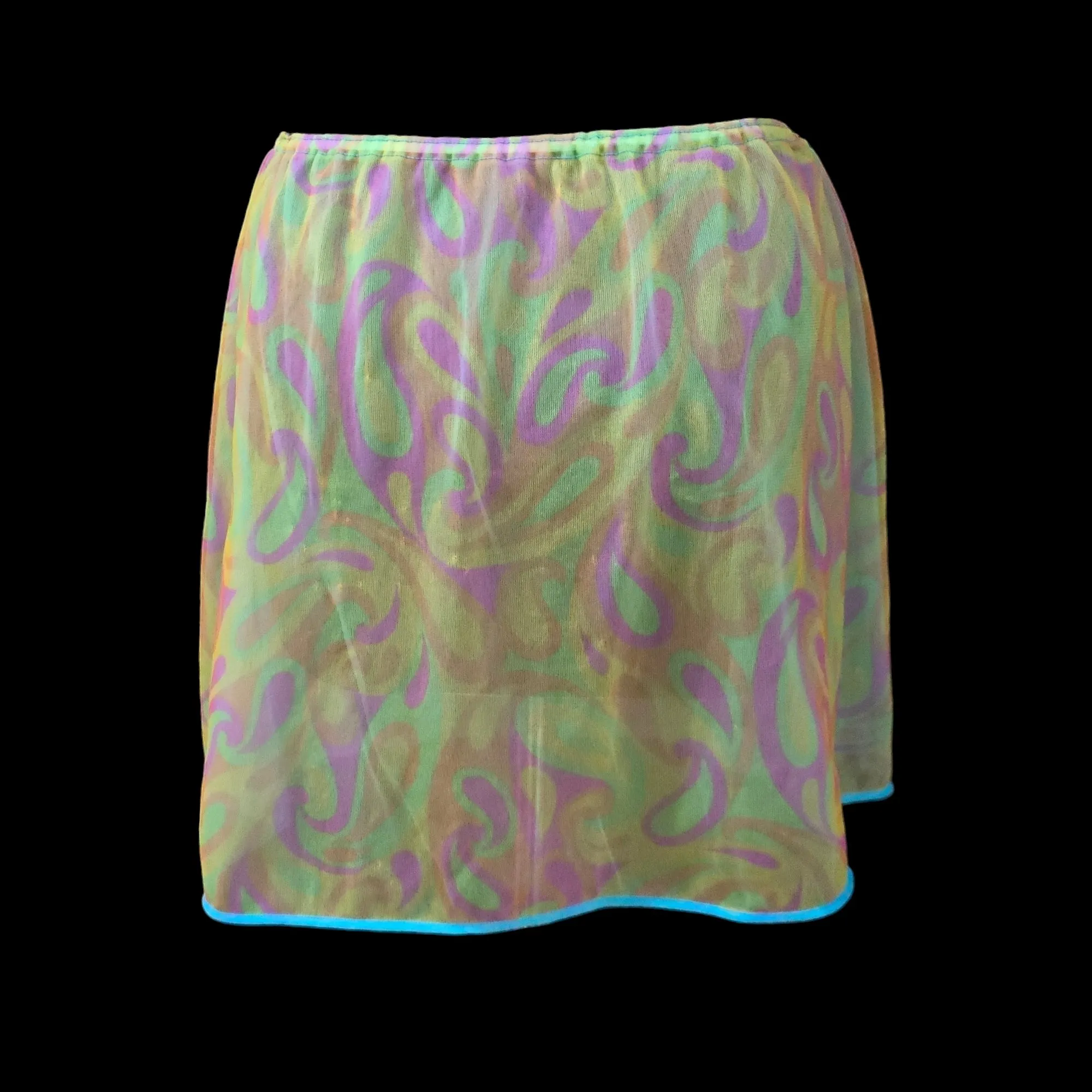 60s Sheer Psychedelic Mini Slip Skirt M