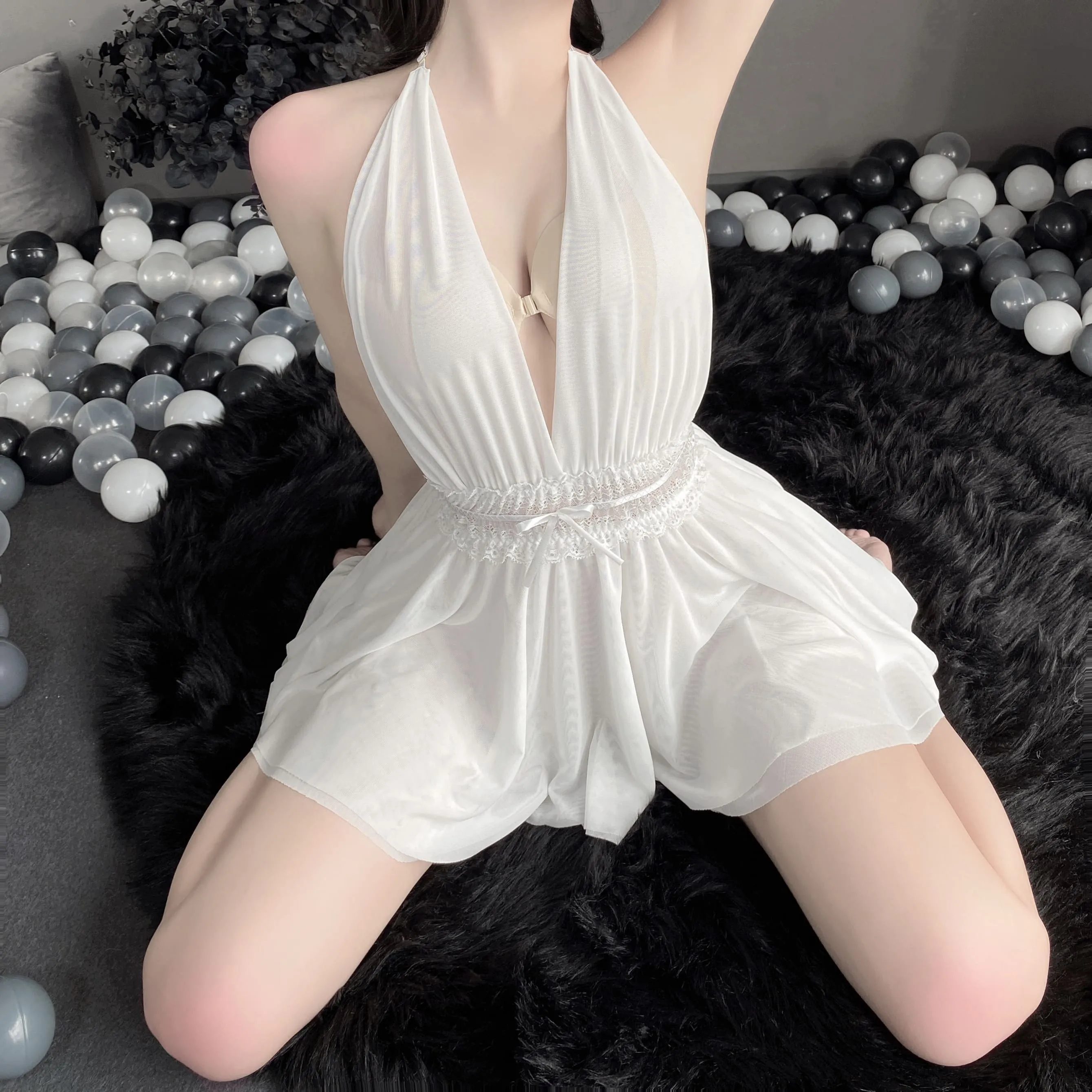 Double layer mesh nightdress
