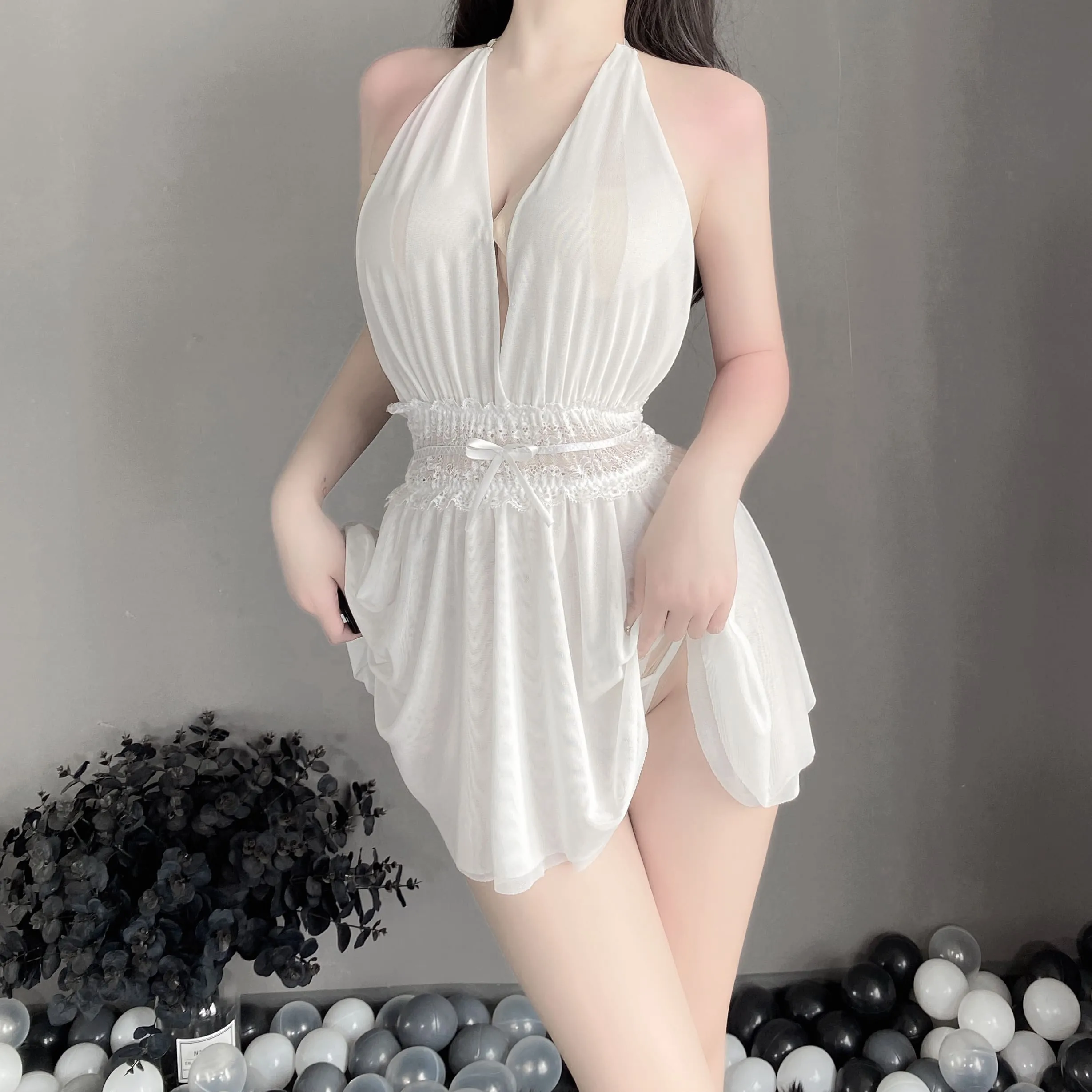 Double layer mesh nightdress