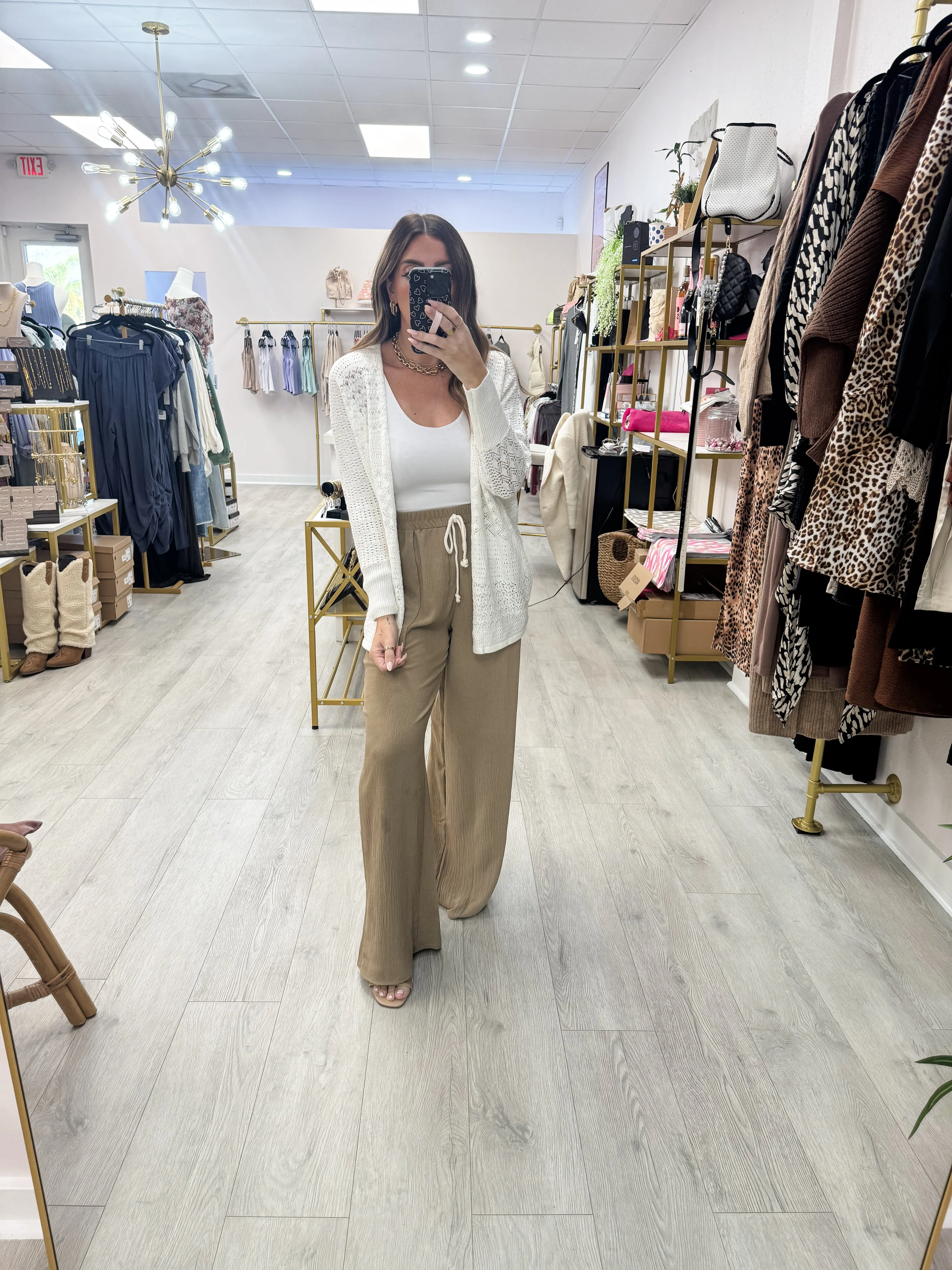 Ivory Lightweight Knit Crochet Cardigan