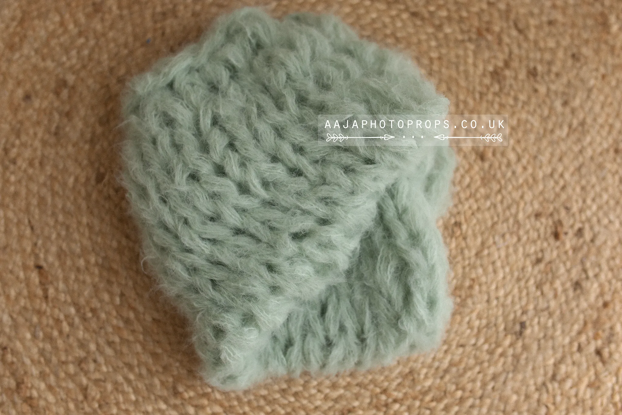 Knitted chunky layer, fluffy soft, sage green Photo prop, made to order