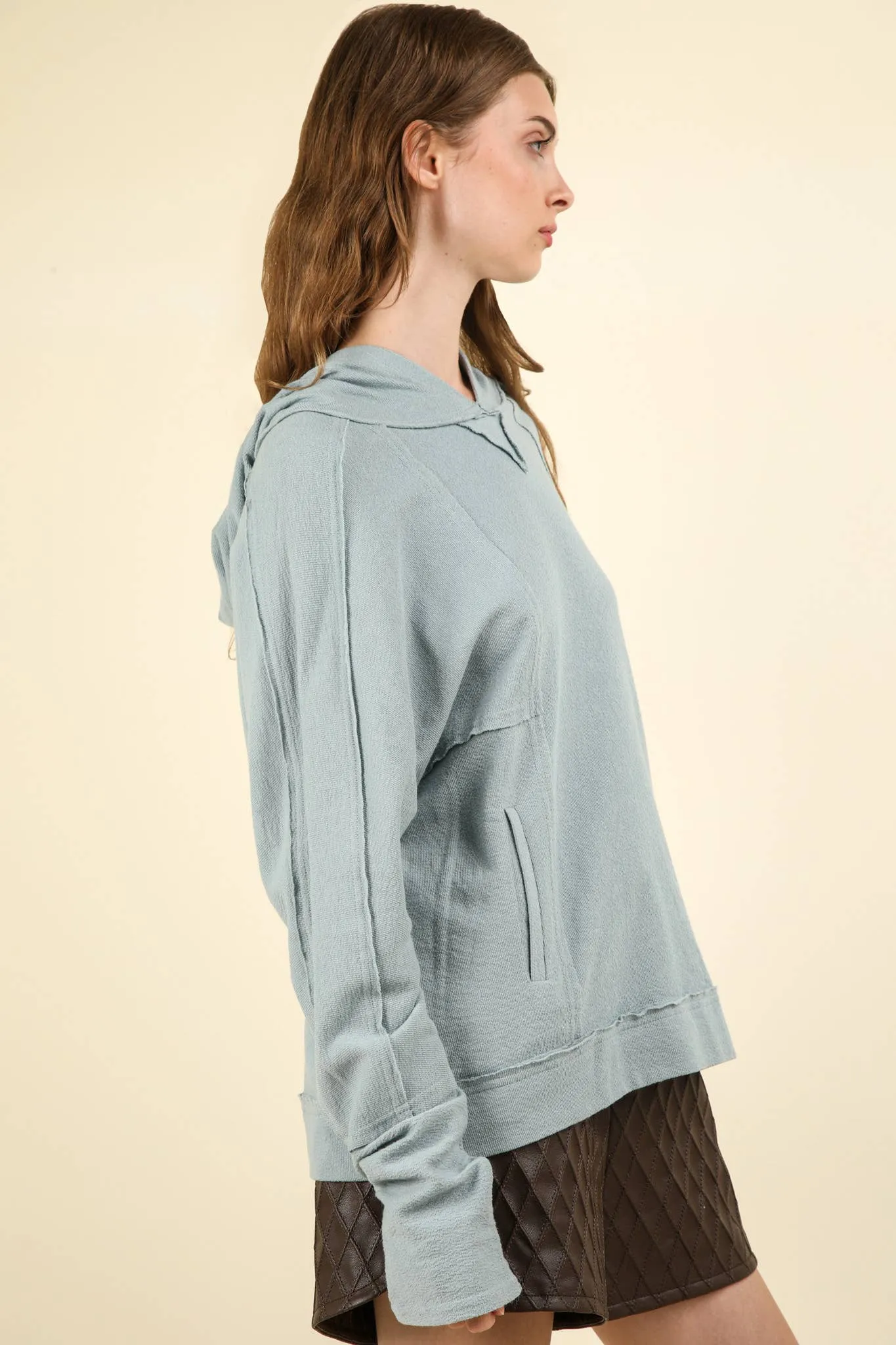 Lightweight Raw Edge Hoodie