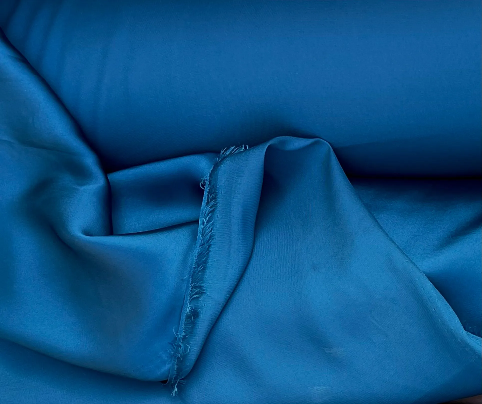 Lightweight  satin fabric by the yard - Aegean blue  solid color