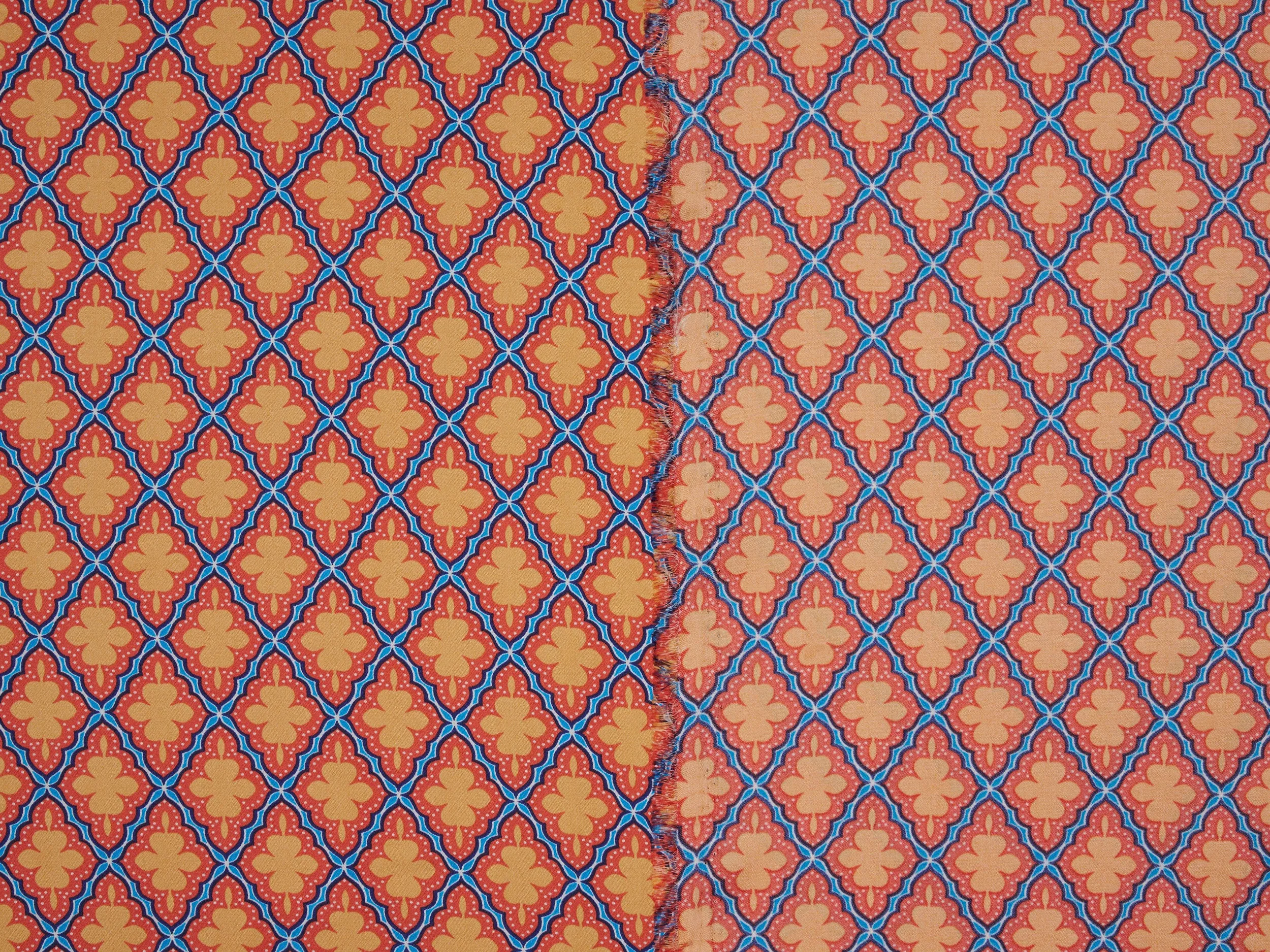 Lightweight  satin  fabric -   Diamond tile print