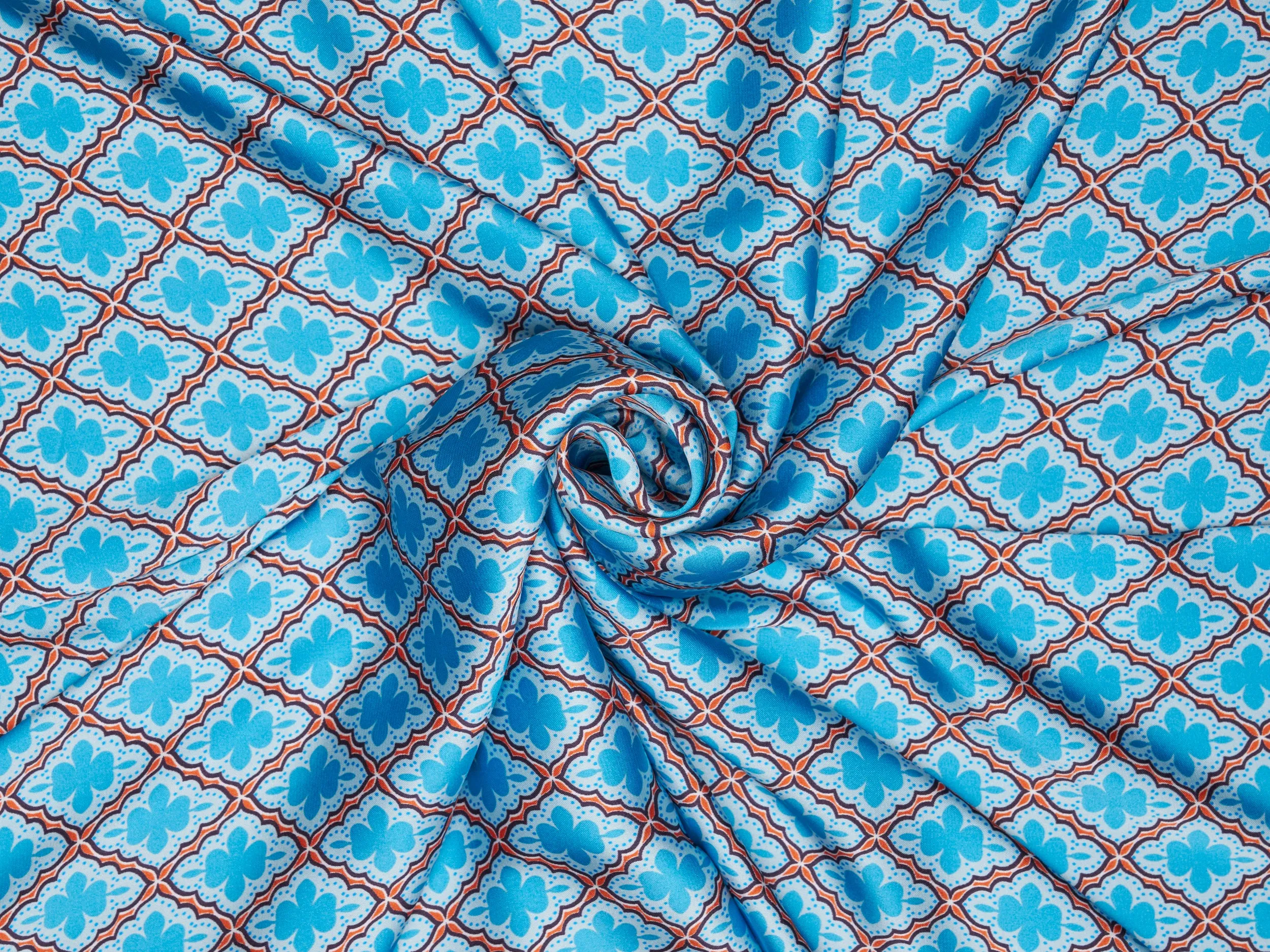 Lightweight  satin  fabric -   Diamond tile print