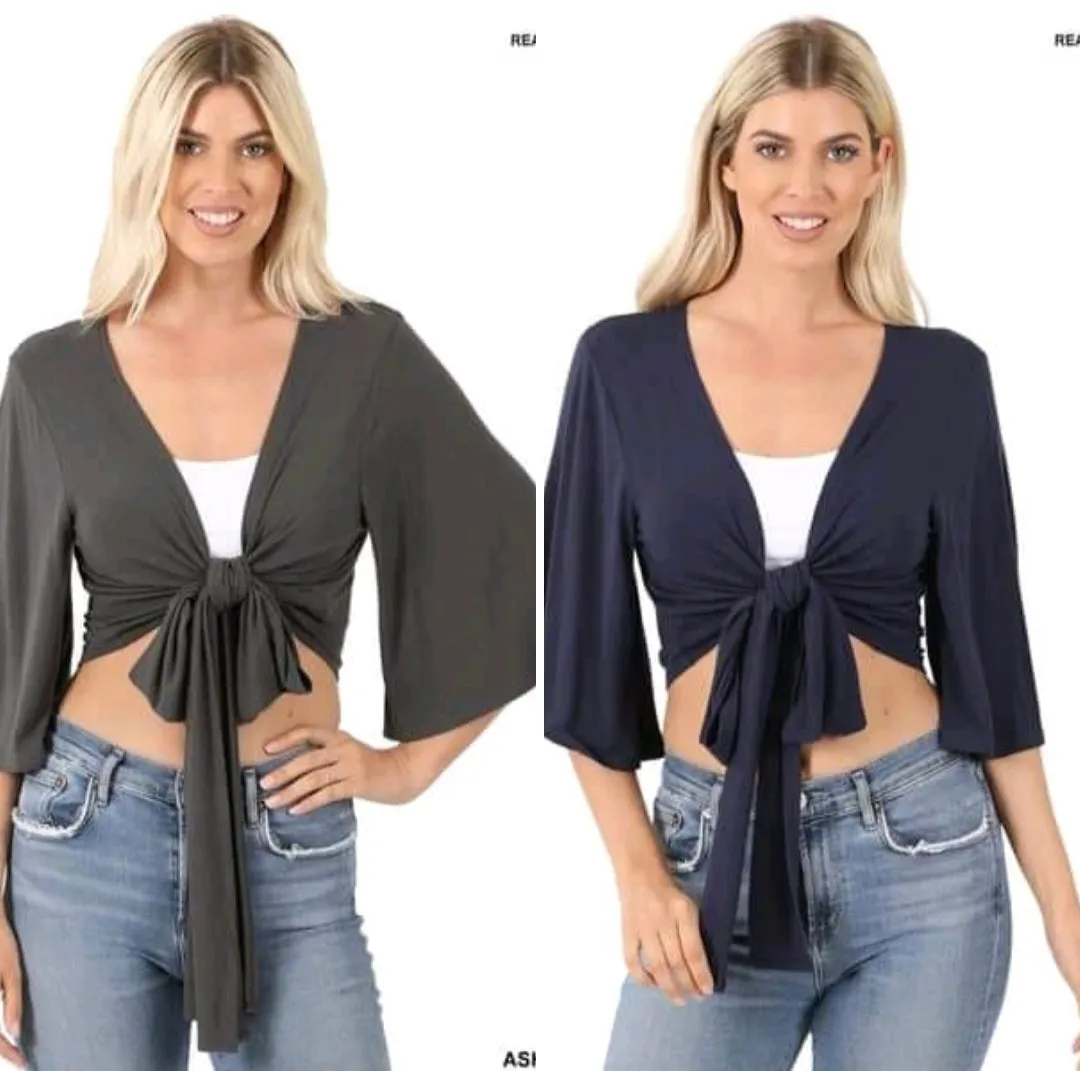 Lightweight Tie Front Cardigan