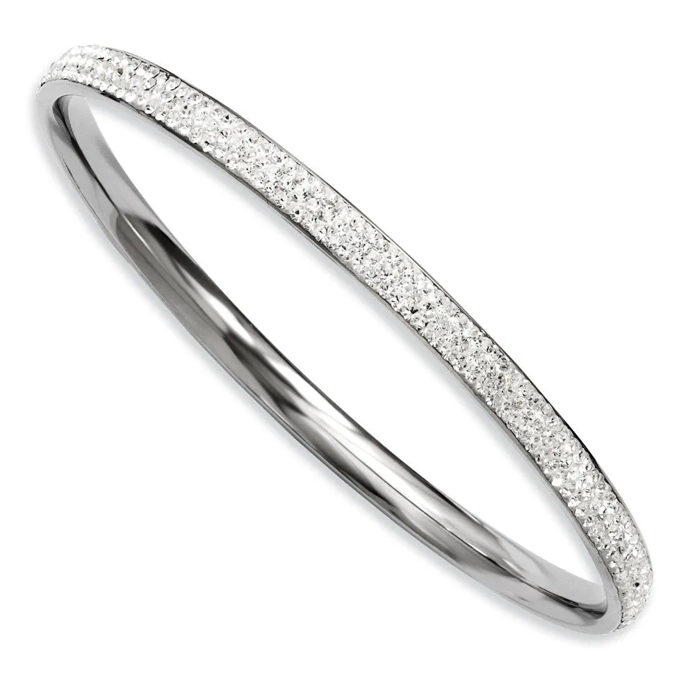 Stainless Steel Clear Crystal Rounded Bangle