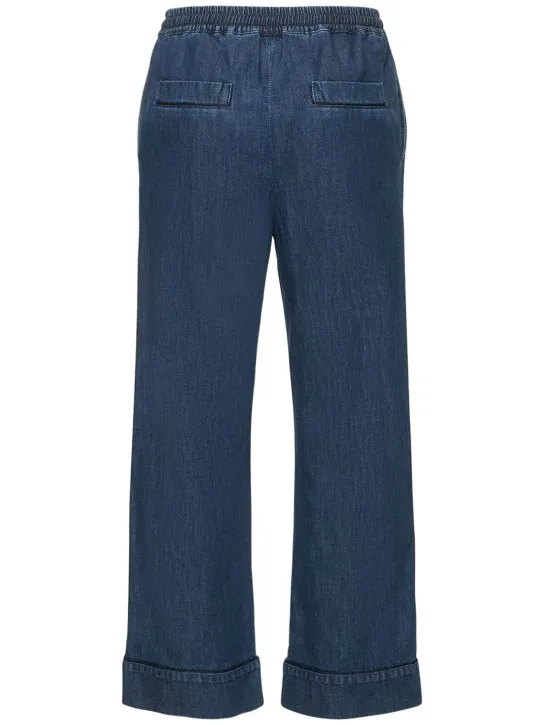 Valentino   Denim chambray wide leg pants 