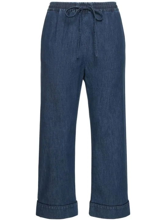 Valentino   Denim chambray wide leg pants 