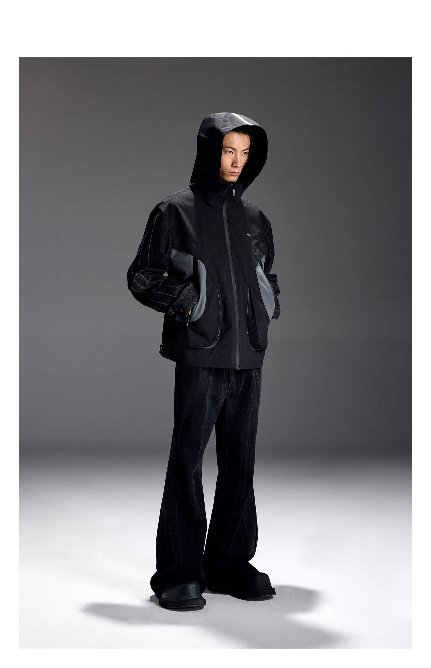 Washed Cardboard Loose Flared Denim Pants